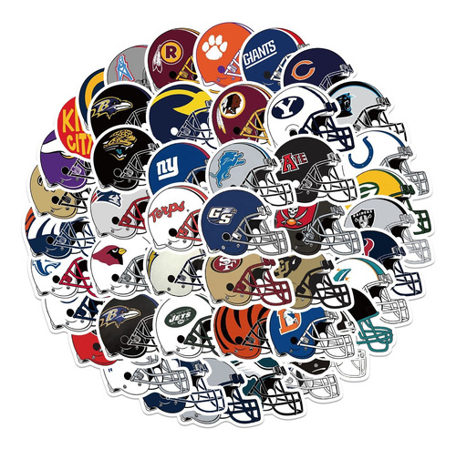 Nfl 50 Calcomanias Stickers Vinil Pvc Vs Agua