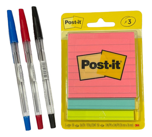 Notas Adhesivas 3m Post-it® Jaipur 150 Hojas Raya + 3 Plumas