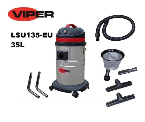 Aspiradora industrial De tacho Viper LSU135 35L  plateada, negra y roja 220V-240V 50Hz/60Hz