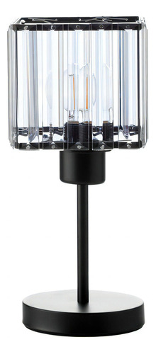 Lámpara De Mesa Metal Con Cristal Foco 7w Decolamp 2184 Color De La Estructura Negro Color De La Pantalla Agua