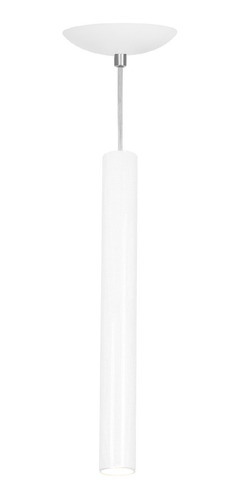 Pendente Tubo Cilindro Alumínio Branco 40cm + Led 6k