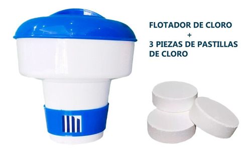 Dispensador Cloro 7puLG Para Piscinas Y 3 Pastillas De Cloro