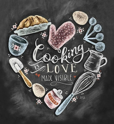 Vinilo Decorativo 45x45cm Cooking With Love Pizarra Cocina