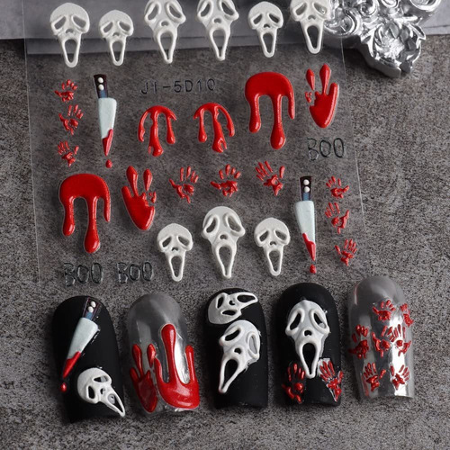 Calcomanías Para Decoración De Uñas De Halloween, 5d Estereo