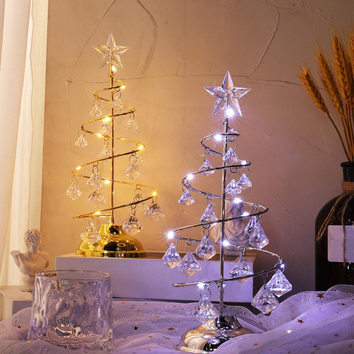 Lámpara De Árbol De Navidad Con Led Y Colgante De Cristal,