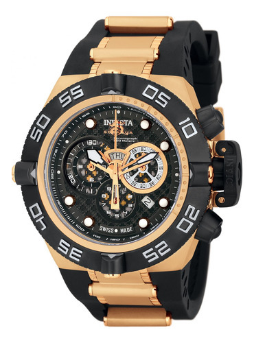 Reloj Para Hombres Invicta Subaqua 6575 Negro, Oro Rosa Color de la correa Oro rosa/Negro