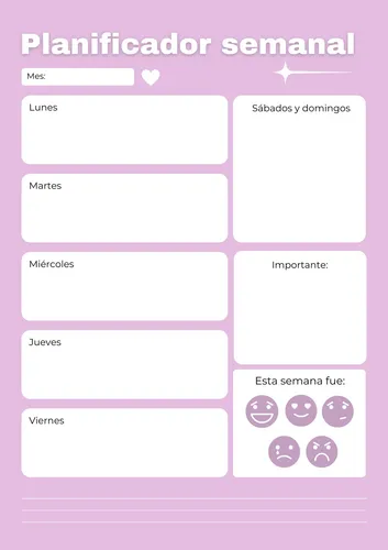 Planner Semanal Organizador De La Semana Block X 55 Hojas Lavanda Planner Violeta 2025