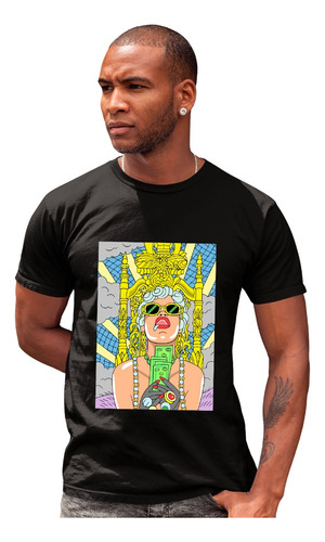 Playera De Rihanna Manga Corta Color Negro En Promo 