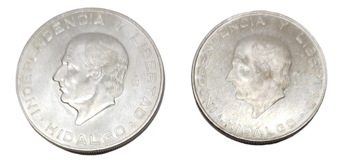 Monedas De Plata Miguel Hidalgo 10 Y 5 Pesos Año 1955