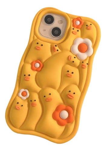 Funda Con Una Bonita Flor En 3d Y Un Pato Torcido For iPhone