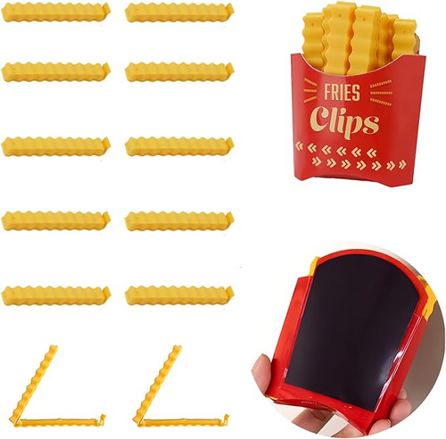 Fun Fries Juego 12 Clips Magneticos Para Sellar Alimentos Pa