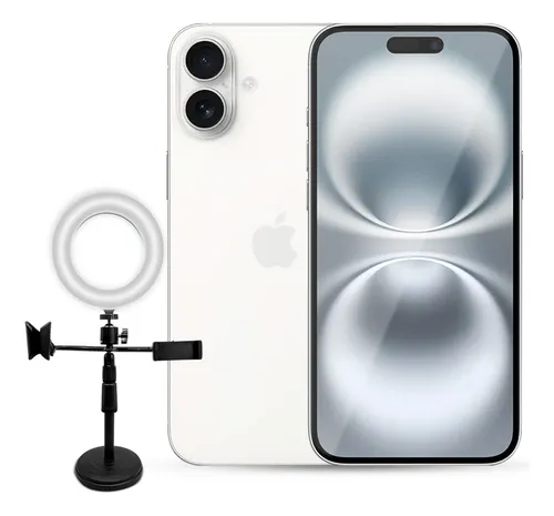Celular Apple iPhone 16 128gb Blanco + Aro De Luz Led