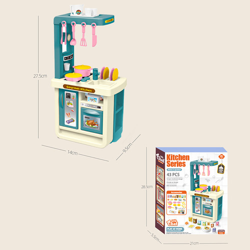 Mini Juego De Cocina De Juguete Educativo Con Platos Comida Color Azul