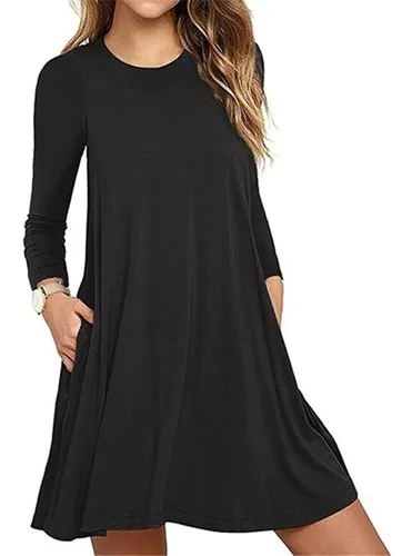 Vestido de manga longa soltinho store mercado livre