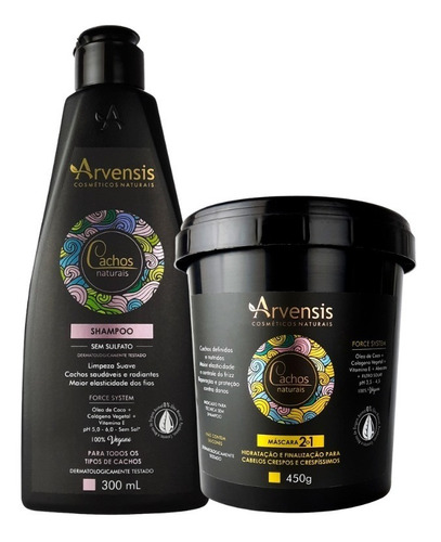 Kit Arvensis Cachos Shampoo 300ml E Mascara 2x1 450g