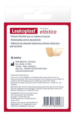 Imagen 3 de 3 de Banda Adhesiva Leukoplast Elástica 19x76 Mm 20 Pzas