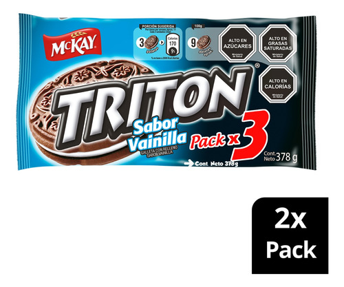 Galleta Sandwich Triton® Vainilla Multipack 3x126g Pack X2