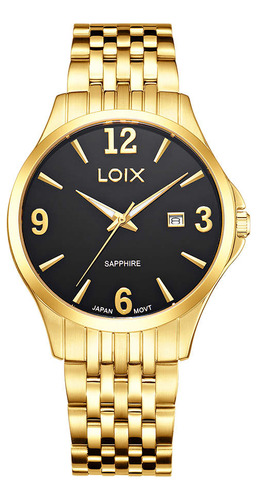 Reloj Loix Hombre La2103-1 Dorado Con Tablero Negro