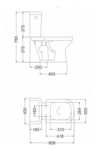 Imagen 2 de 7 de Combo Bari Ferrum Bidet Inodoro Deposito Dual Y Tapa Metal