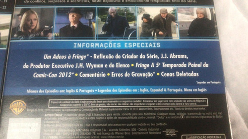Box Dvd Fringe - Temporadas 1 Ao 5 Temporada Completa-avaria (Usado)
