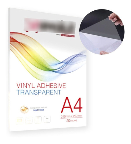 Papel Adesivo Vinil Transparente Leitoso 180g Para Impressora Jato De Tinta A4 Pacote 20 Folhas Evolut