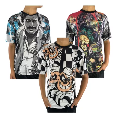 KIT 2 Camisa De Quebrada Mandrake Masculina Metralha Joker Grau Camiseta de  Favela - Branco