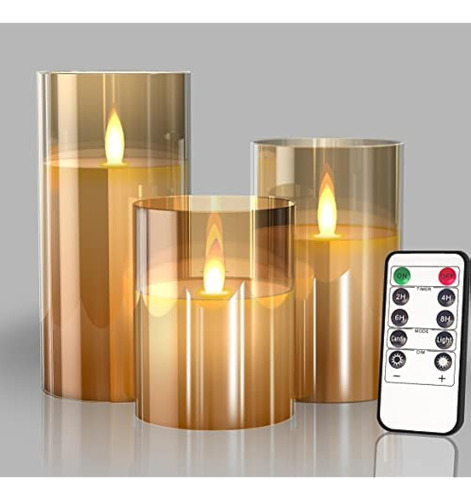 Velas Led Sin Llama Con Pilas De Vidrio Con Control Remoto Y