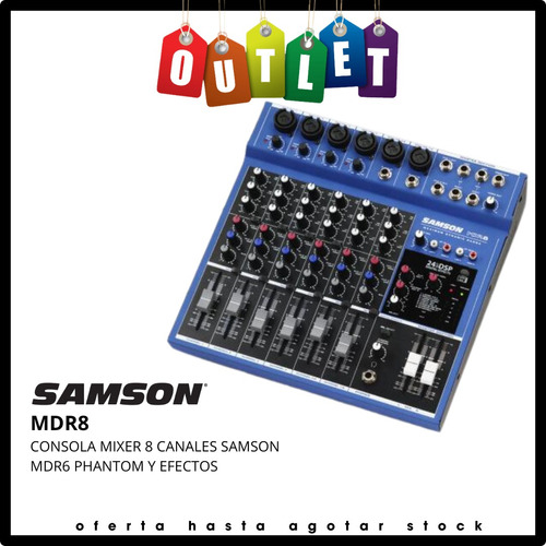 Consola Mixer 8 Canales Samson Mdr8 Phantom Outlet