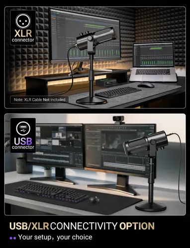 Microfone Dinâmico Fifine Tank6s Podcast Xlr Usb Preto
