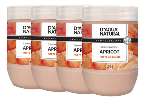 4 Creme Esfoliante Forte Abrasao Apricot 650g D'agua Natural