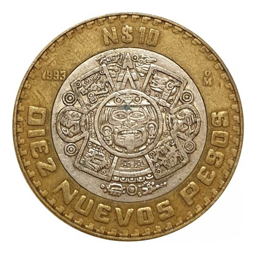 Moneda Bimetalica 10 Nuevos Pesos Plata Ley 0.925 Usada