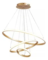 Comprar Lustre Led Moderno Pendente 3 Arcos Anéis 60cm 89w Dourado