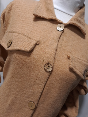 Camisaco Saco Camisa Cardigan Lanilla Frizada Elastizada