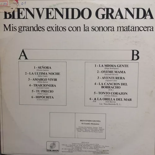 BIENVENIDO GRANDA CON LA SONORA MATANCERA Mis Grandes Exitos LP TECA 