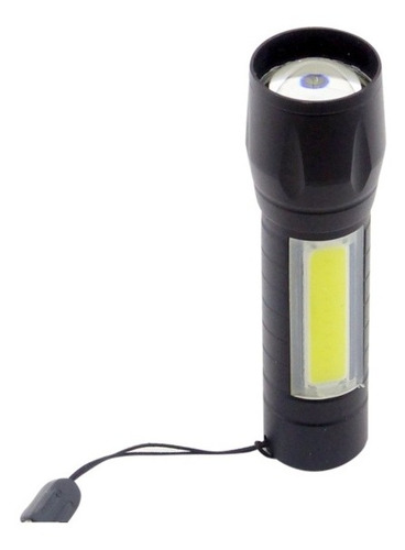 Linterna 1+1 Led Mini Tactica, Metal, Con Zoom, Recargable 