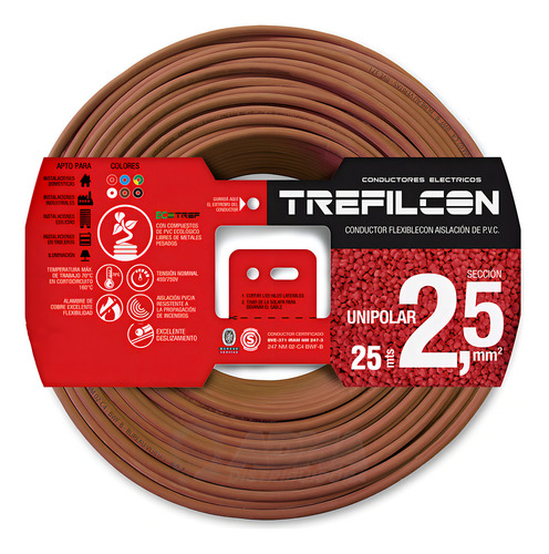 Cable Unipolar 2.5mm Normalizado Trefilcon Rollo X 25mts