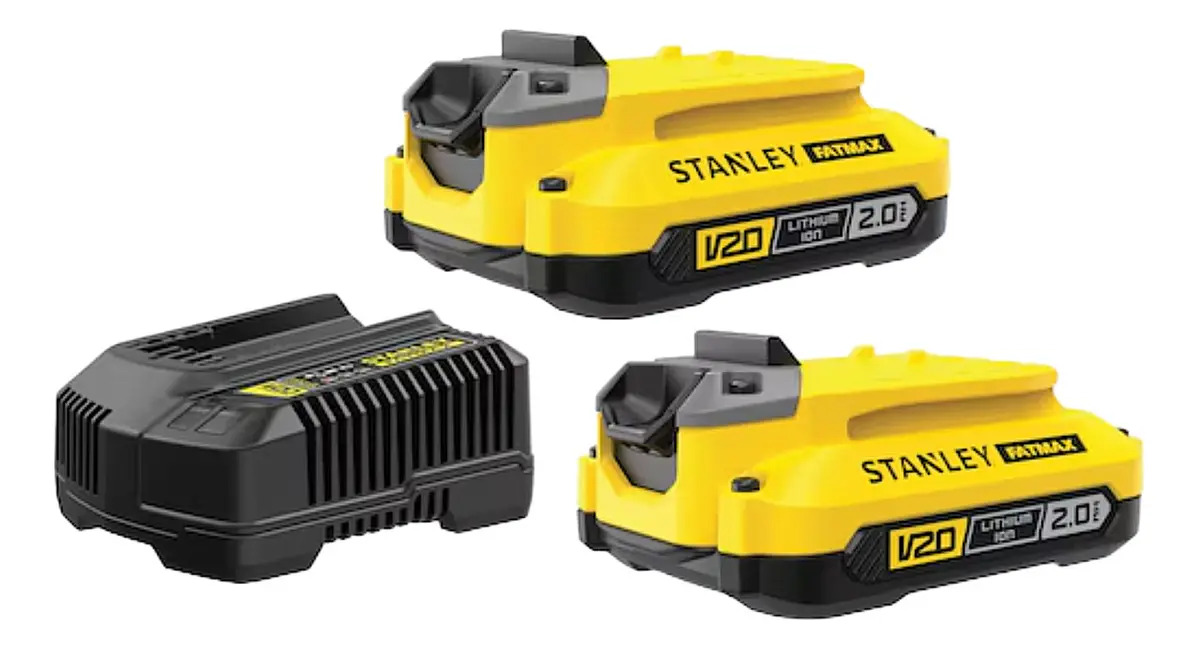 KIT 2 BATERIAS 20V 2AH + CARREGADOR E BOLSA SCB222CK STANLEY