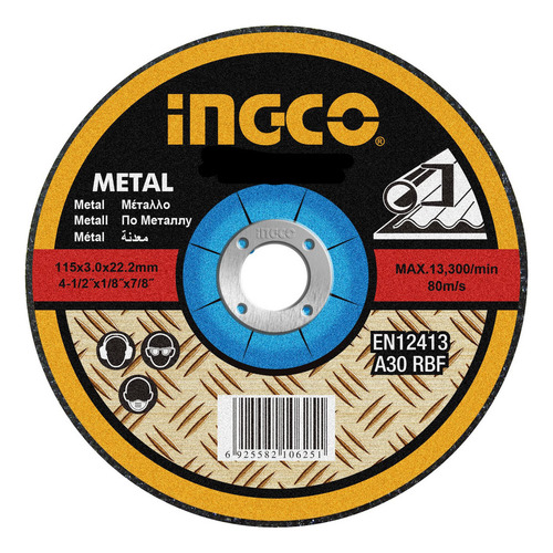 Disco De Rectificado De Metal 125mmx6.0mmx22.2mm  Ingco 