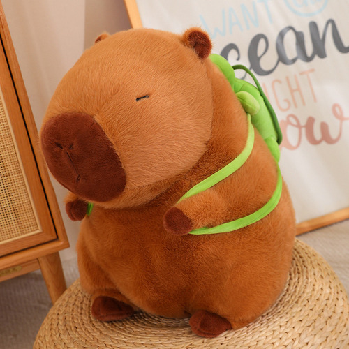 Peluche Capibara Con Mochila Grande 35cm Suave Tierno Muñeco Rosa