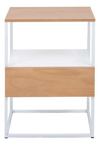 Mesa De Cabeceira Metal 1 Gaveta Mesinha Quarto Nicho Decor Cor Branco