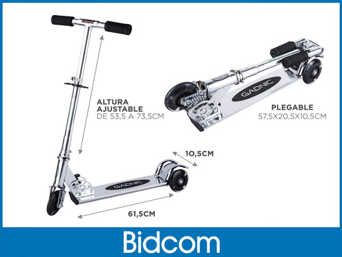 Monopatin Aluminio Gadnic 3 Ruedas Infantil Frenos Plegable