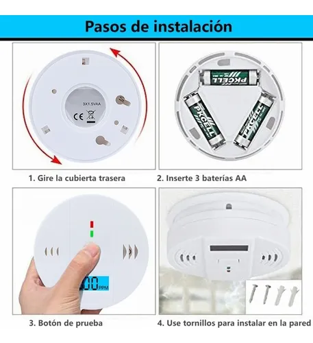 2pcs Alarma Detector De Gas Y Humo Monoxido De Carbono