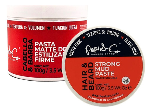 Papi & Co Strong Mud 2 Pack Cabello Y Barba, 100g