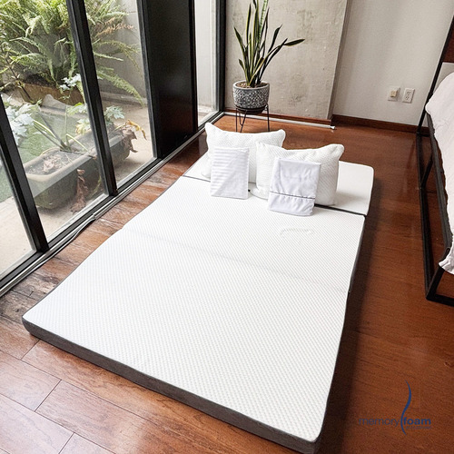 Colchón Matrimonial Plegable + Sábanas Protector + Almohada Blanco