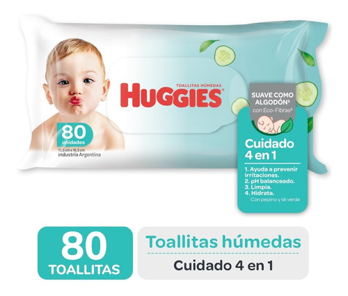 Toalla Humeda Huggies Cuidado 4 En 1 X 80 Unidades