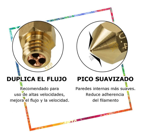 Nozzle Mk8 Alto Flujo Clon Cht 0,4mm 1,75mm Creality Ender