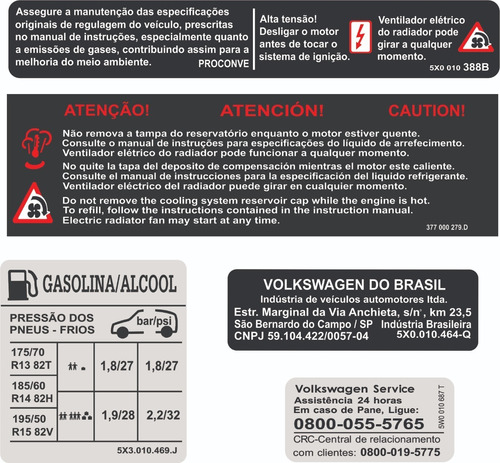 Adesivos Advertencia Cofre Motor Vw Parati G4 2011