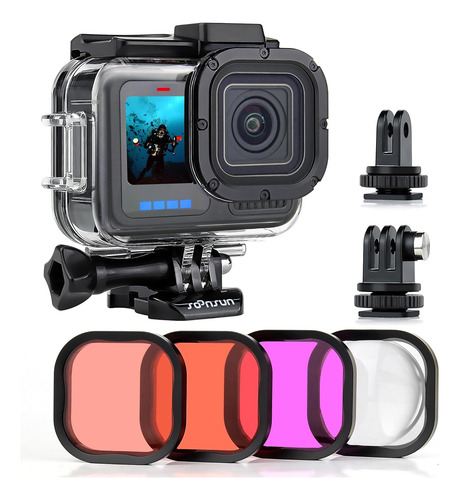 Soonsun Funda Estanca Con Filtros De Buceo Para Gopro Her...