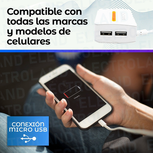 Imagen 7 de 10 de Cargador Celular Tablet 3.1a + 2 Salidas Usb Carga Rapida