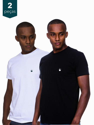 Imagem 1 de 7 de Kit 2 Camisetas Masculinas Algodão - Estampa Gota